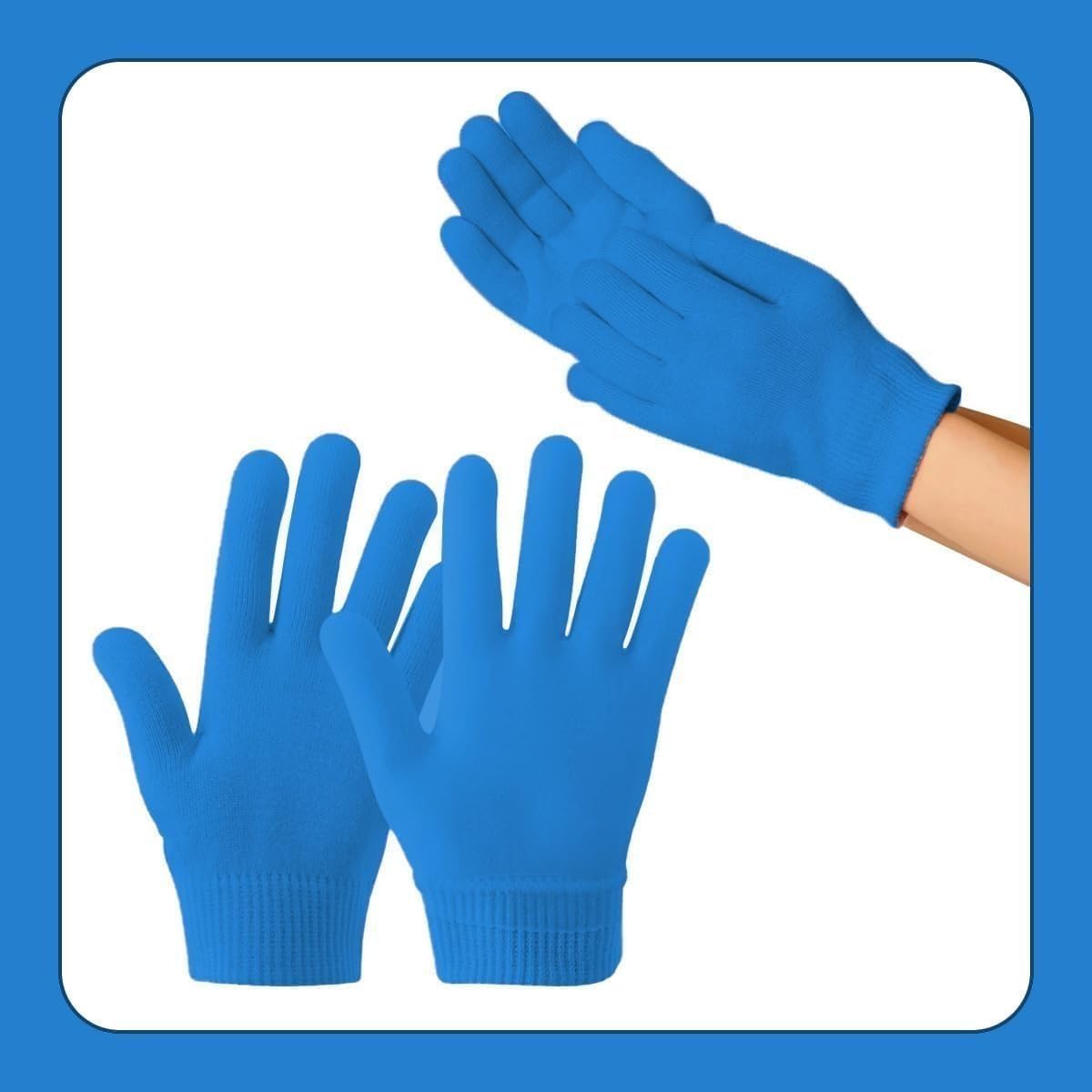 Moisturizing Gloves Spa Gel Hand Mask Soft Smooth in 20 Minutes Jojoba Olive Oil Vitamin E One Size for Daily Hand Care (Dark Blue) - image 7