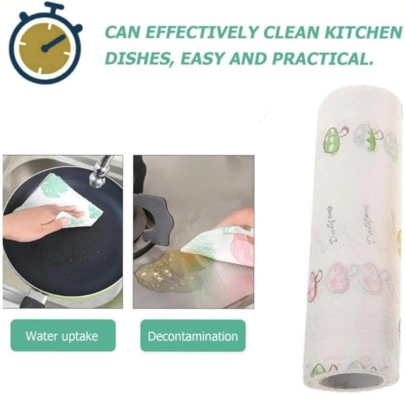 Wipes Roll – Reusable Heavy Duty Lint Free Kitchen Cleaning Cloths, Extra Absorbent Washable Towels For Home Use, 50 Pcs (White, Mushroom) - image 3