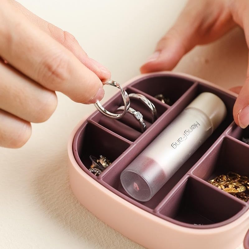 Jewelry Storage Box with Mirror, Portable Jewelry Organizer, Dustproof, Travel Case Ideal for Ring, Pendant, Earring Necklace and Bracelet, Easy to storage LD-988 (White) - image 5