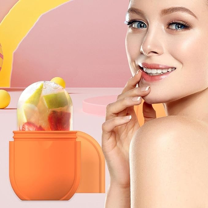 Ice Roller for Face and Eyes, Reusable Silicone Cooling Facial Massage Stick for Skincare, Under-Eye and Neck Care, Portable Beauty Tool, Orange - image 8