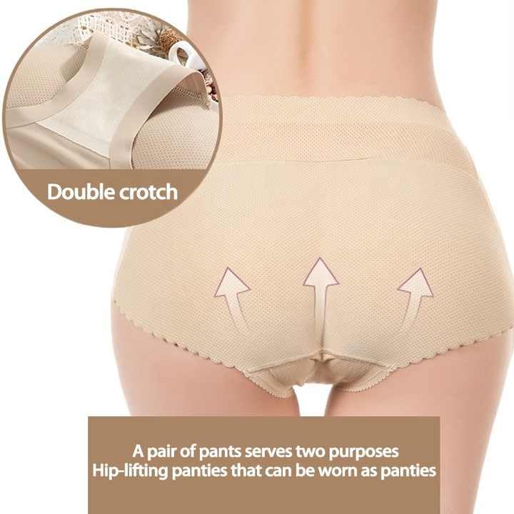 Padded Seamless Butt and Hip Enhancer Shaper Panties, Plus Size Shapewear Shorts with Tummy Control and Mesh Design, 120-140Kg (Beige, L) - image 5