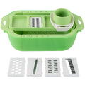 Vegetable Slicer with Drain Basket and Storage Container, Stainless Steel Blades, Kitchen Strainer Bowl with Handle for Fruits and Vegetables - image 1