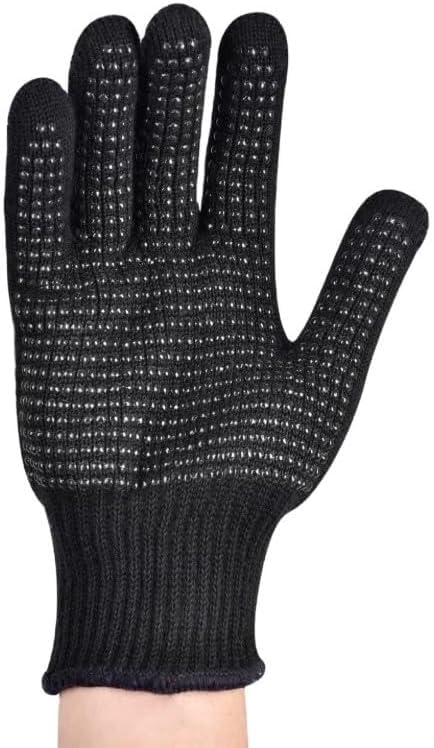 Heat Resistant Glove for Hair Styling, Silicone Bump Protective Finger Glove with Non-Slip Grip for Hair Straightener and Curling Iron, Black, One Size - image 1