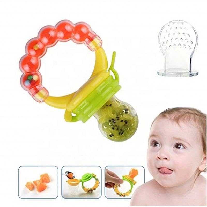 Fruit Feeder Pacifier - Silicone Teething Feeder, Bpa Free, Anti-Choking with Dust Cover and Stand for Fruit and Vegetable Feeding (Pink) - image 6