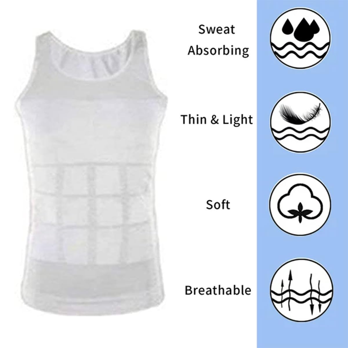 slim n lift slimming shirt for men, Under Shirt For Men, Men's Slimming Underwear Body Shaper Vest for a Trimmed Waistline and Defined Physique (1, White, S) - image 2