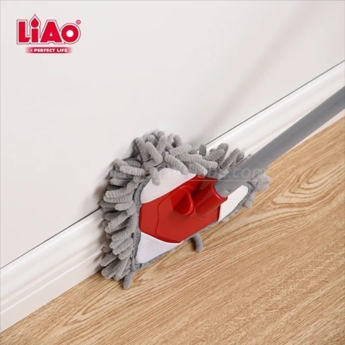Microfiber Mop, Triangle Floor Cleaning Mop with Retractable Handle and Chenille Head for Dust, Hair, Floors, Car Interiors and Dashboard, Lightweight Red Design (Red, A130017) - image 7