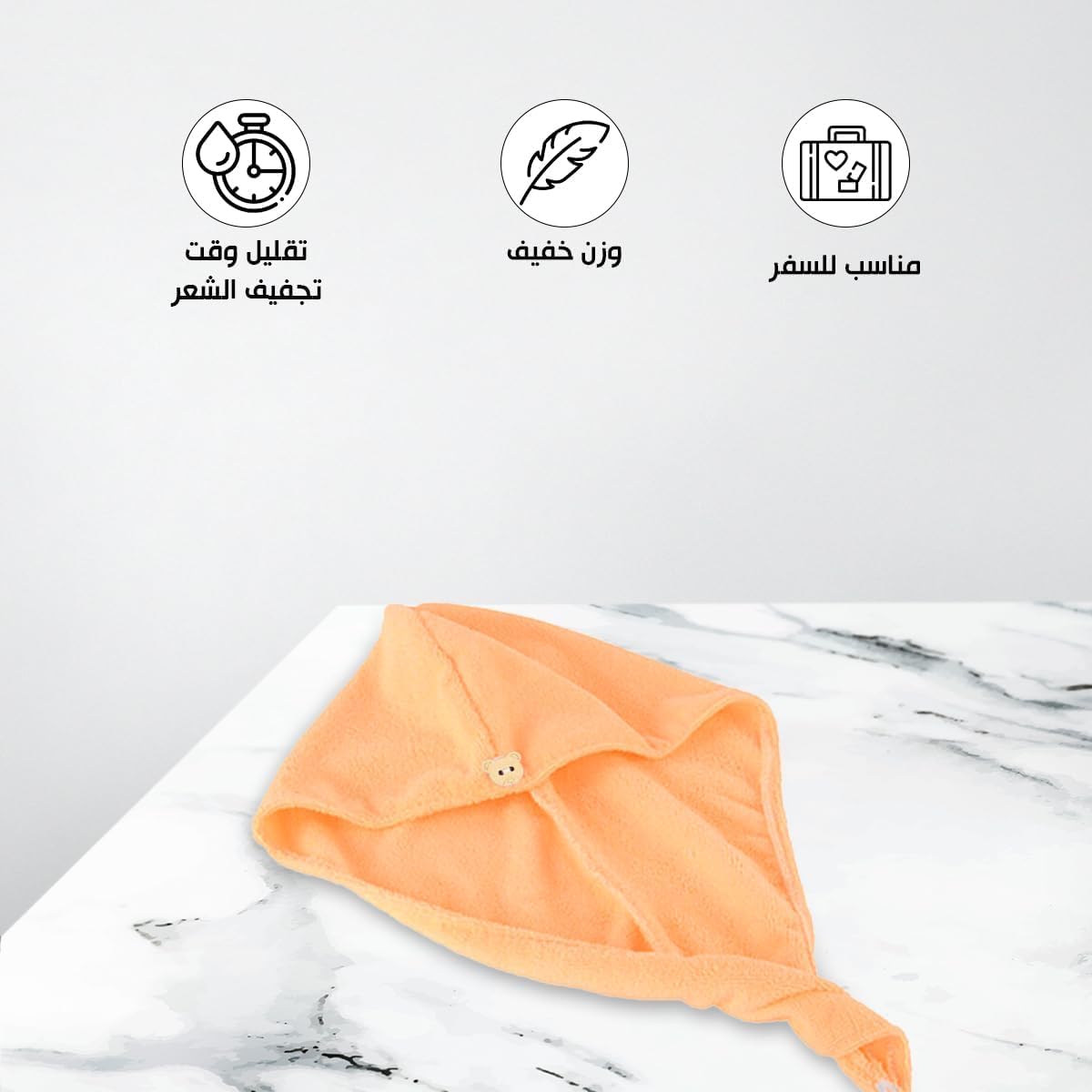 Microfiber Hair Towel Wrap, Quick-Dry Absorbent Turban for Wet, Curly, Long and Thick Hair, Soft Lightweight Shower Cap for Women (Orange) - image 2