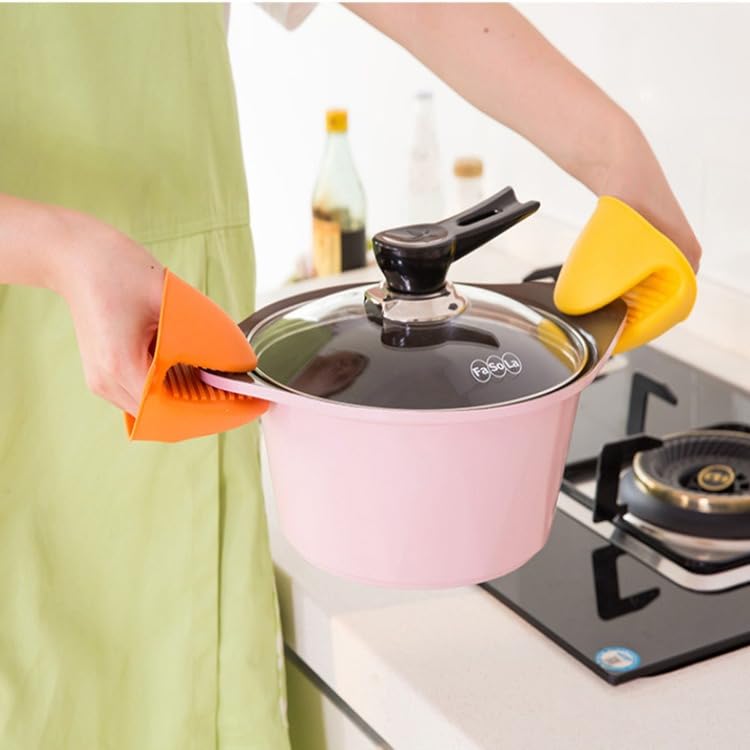 Gloves Mini Oven 2 Pairs Silicone Heat Resistant Pinch Mitts Potholders for Cooking Baking Handling Hot Trays Pots Pans Non Slip Compact Kitchen Tool N65 (Yellow) - image 6