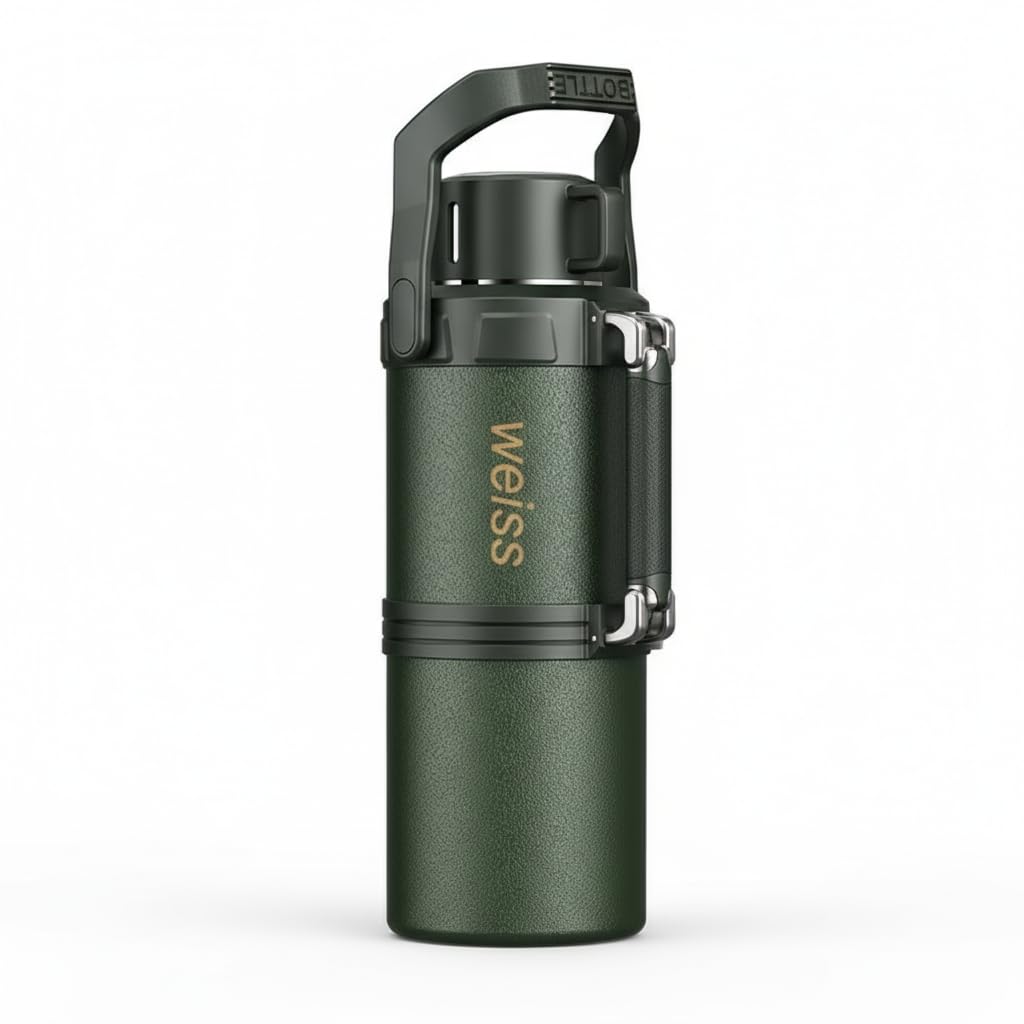 Insulated Vacuum Flask Stainless Steel Water Bottle Large Capacity 316 Steel Travel Tumbler for Hot and Cold Drinks Home Office Outdoor, 5 L Capacity, F-1525 (Army Green) - image 1