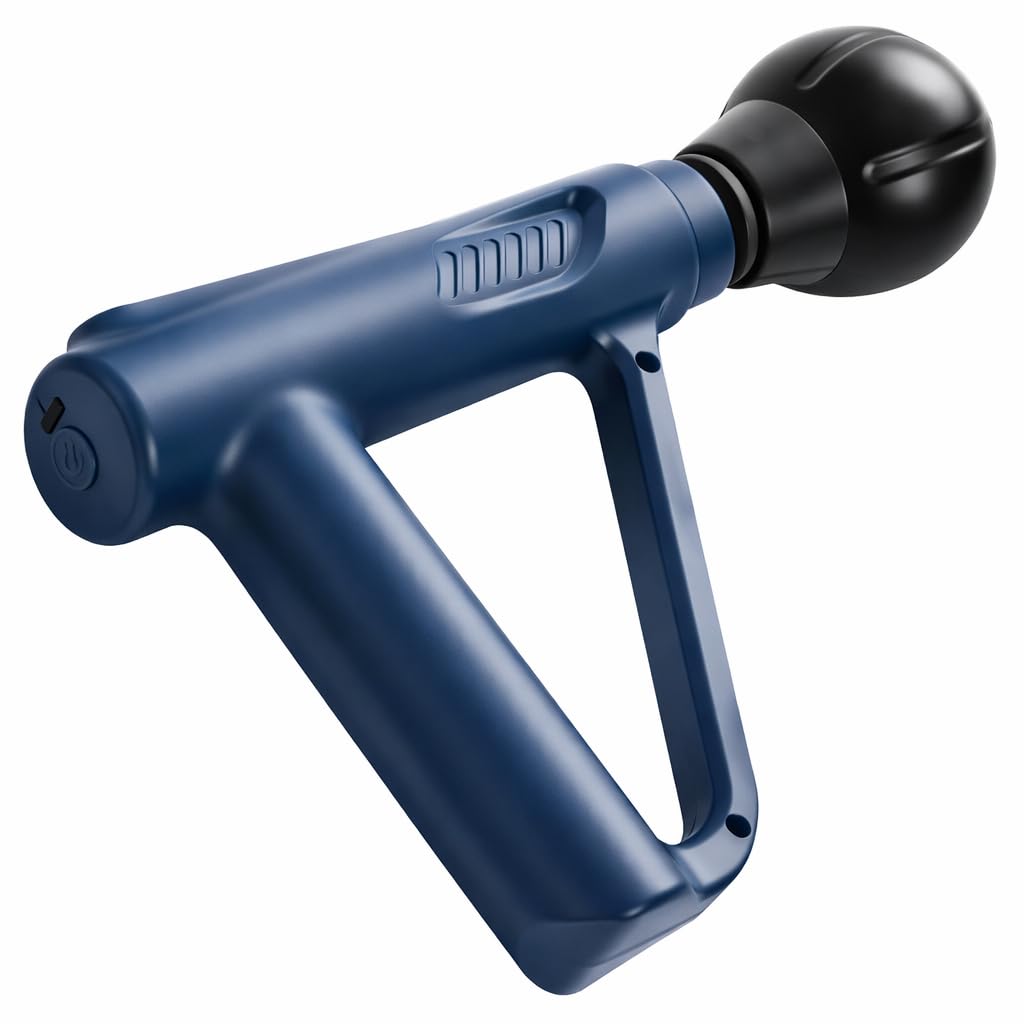Massage Gun, Handheld Vibration Body Massager with Multiple Interchangeable Heads, Low Noise Portable Muscle Relaxation Device for Shoulders, Back, Arms, Legs and Calves, Blue - image 1