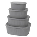 Food Storage Containers - 4 Pcs Serving Bowl Set with Lids, Microwave and Freezer Preservation Tableware Bowls for Prep, Mix & Store, leak proof, Easy to clean (Grey) - image 1