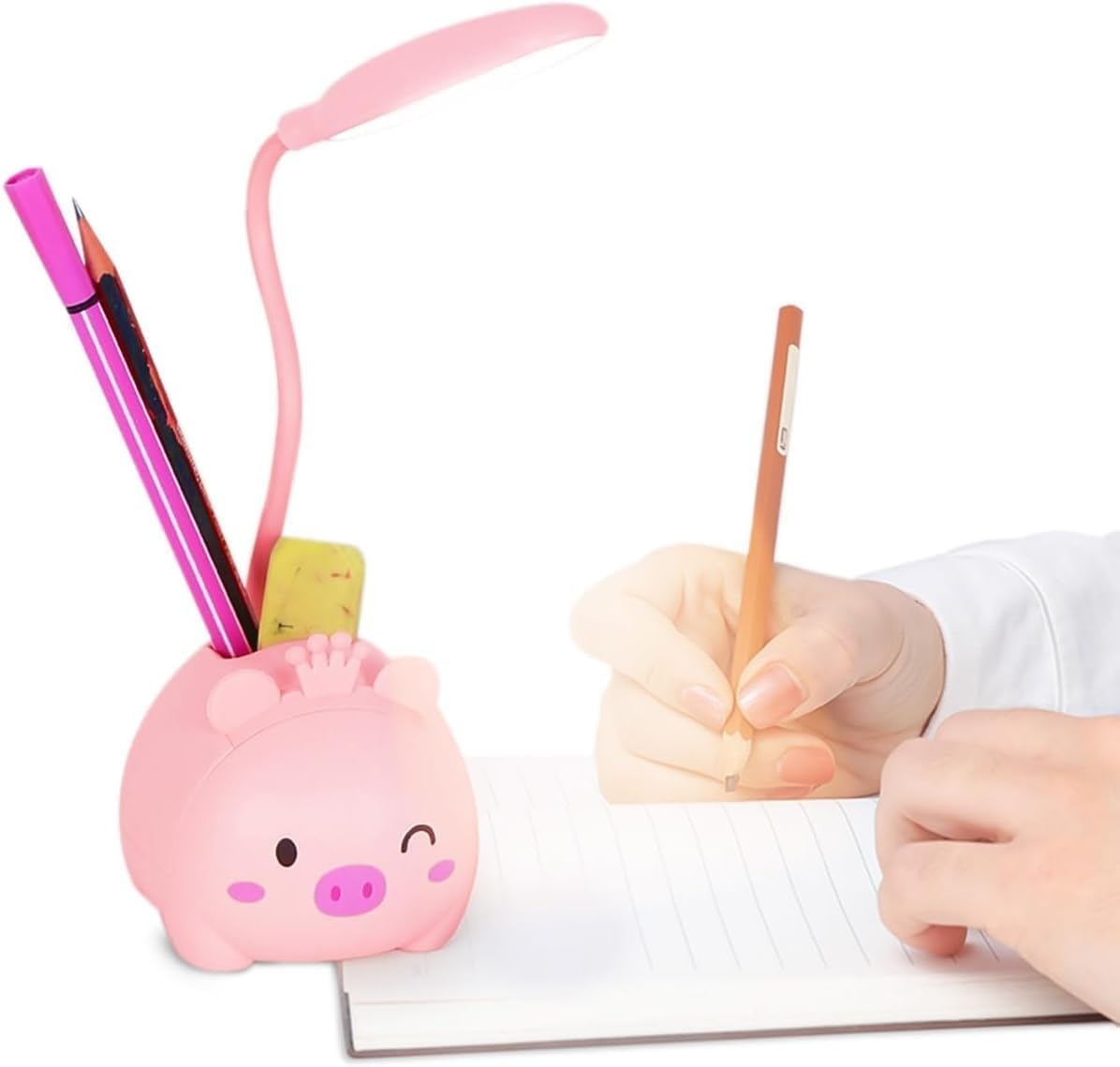 Desk Lamp Led Usb Powered Table Light, Foldable Study Lamp With Adjustable Brightness, Portable Reading Light For Home Office Workspace (Pink) - image 1