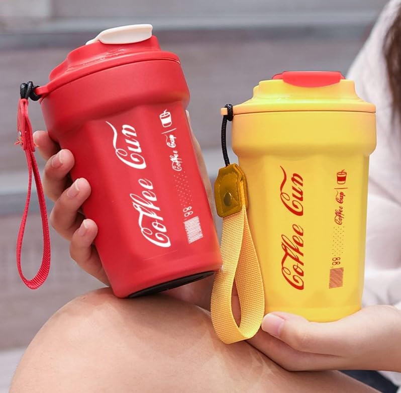 Travel Mug 380 ml, 304 Stainless Steel Vacuum Insulated Coffee Cup with Leak-Proof Lid, Reusable Tumbler for Hot and Cold Drinks, Office, Car, Travel and Outdoor, Yellow - image 7