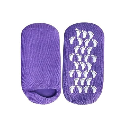 Moisturizing Socks Gel Heel Socks for Dry and Cracked Heels with Jojoba Oil Olive Oil and Vitamin E One Size Softening Spa Socks (Purple) - image 7