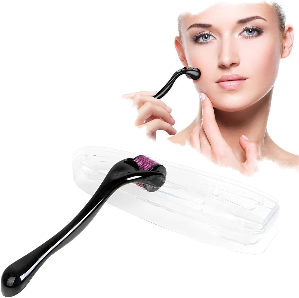 Derma Roller, 540 Cross-Line Needles Manual Skin Roller with Easy-Grip Handle for Cosmetic Face and Body Care, Personal Beauty and Grooming Tool (1 mm) - image 1