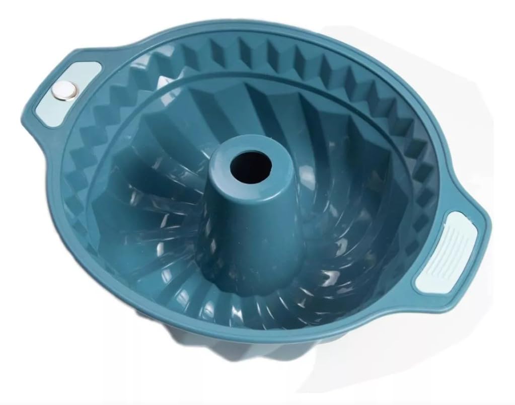Silicone Cake Pan Non-Stick Swirl Cake Mold with Handle, BPA Free Freezer Safe Dishwasher Safe Bakeware for Jelly Gelatin Bread (Blue) - image 1