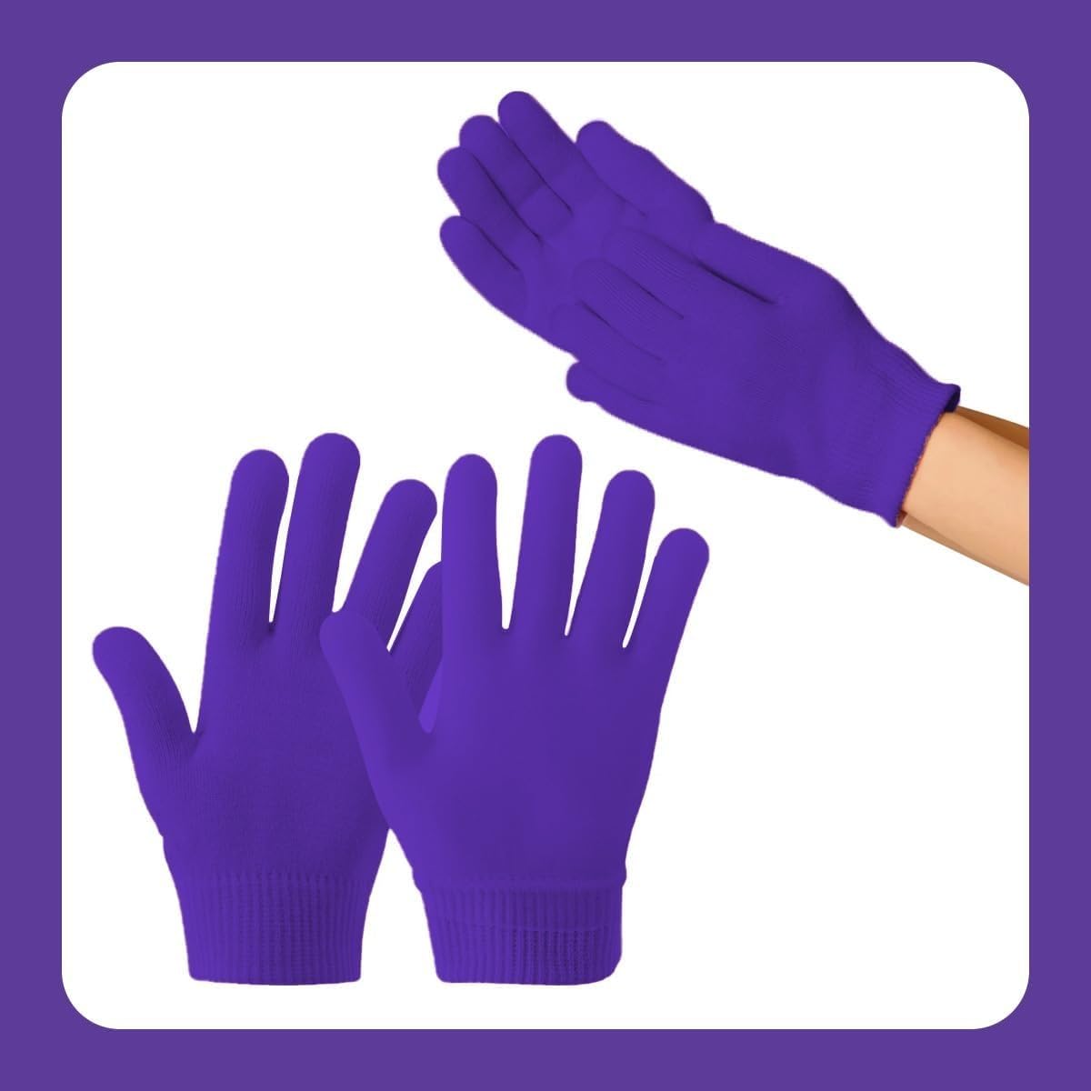 Moisturizing Gel Gloves for Dry Hands, Spa Hand Mask with Jojoba Oil, Olive Oil and Vitamin E, 20-Minute Softening Care, One Size (Purple) - image 7