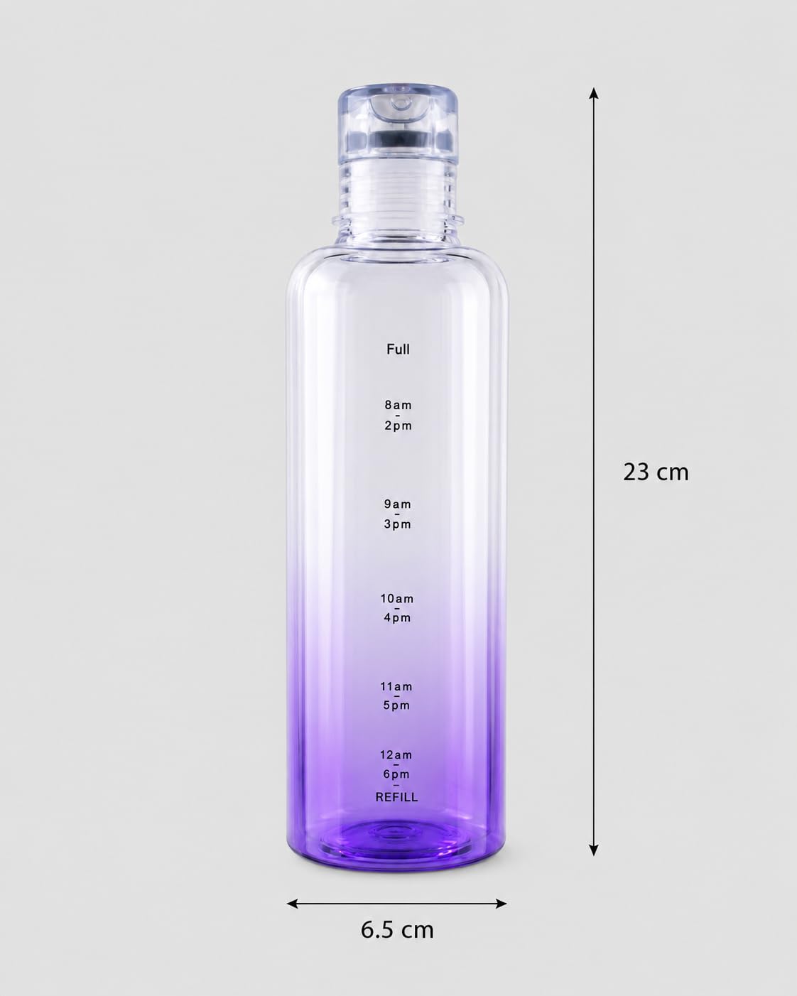 Water Bottle 500 ml with Time Markers, Leak-Proof Lid, BPA Free - Reusable Wide Mouth Sport Flask for Gym, Office & Travel (Purple) - image 3