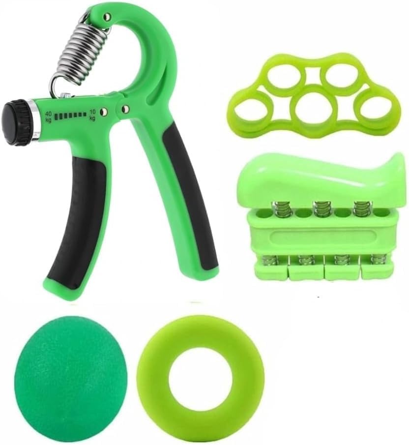 Hand Grip Strengthener Set 5 Pcs Adjustable Resistance Hand Exerciser, Finger Wrist Forearm Trainer Grip Strength Tool for Home Gym Office, (Green) - image 1