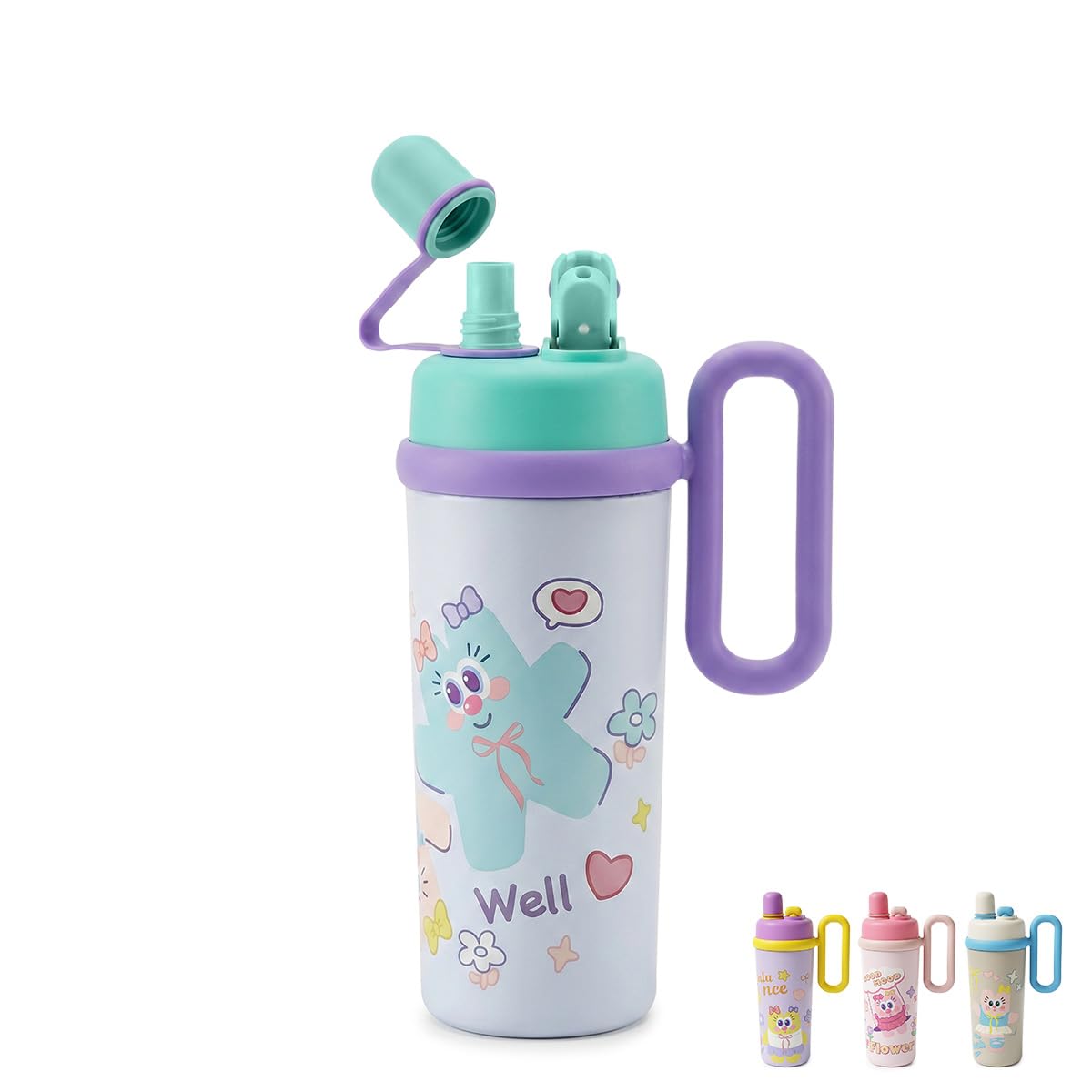 Travel Mug 700ml, Vacuum Insulated Stainless Steel Tumbler with Handle and Straw for Coffee, Water, Hot and Cold Drinks, Office, Car, Gym and Travel, F-1533 (Green) - image 1