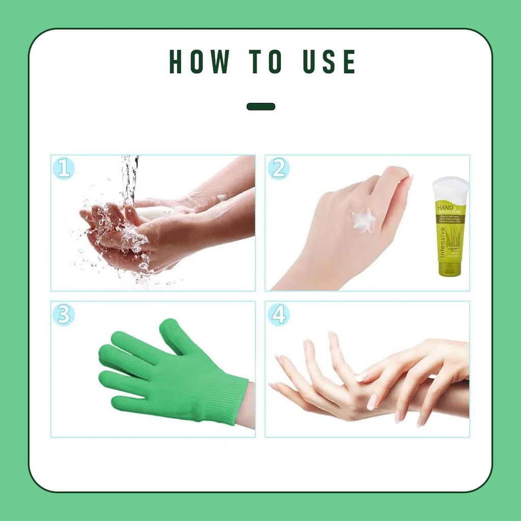 Moisturizing Spa Gel Gloves – Deep Hand Treatment with Jojoba Oil, Olive Oil & Vitamin E, Softer Hands in 20 Minutes, One Size Fits All (Green) - image 3