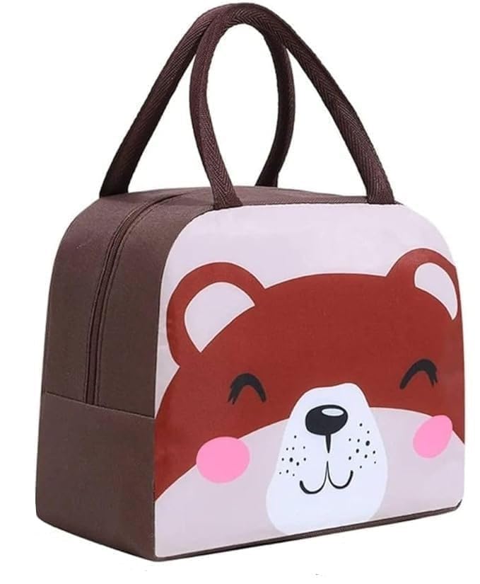 Lunch Box Bag for Kids, Portable & Waterproof Food Storage – Compact Foldable Lunch Organizer, Thermal Leak-Proof Cool Bag for Beach, School, Travel and Picnic (Brown) - image 1