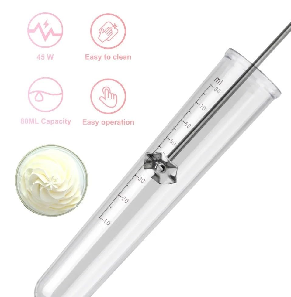Milk frother handheld, Electric mini mixer for coffee drink, Foam Maker, Durable and Electric coffee hand mixer, 45W Motor, 80ml Capacity, Stainless Steel & Plastic Design, 2023-15 (Red) - image 3