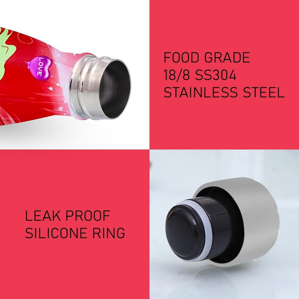 Water Bottle 500ml - Stainless Steel Vacuum Insulated Double Wall Leak Proof for Hot & Cold Drinks, BPA Free, Motivational Drinking Bottle for Gym, Travel, Office & Outdoor (Red Tinker Bell) - image 3