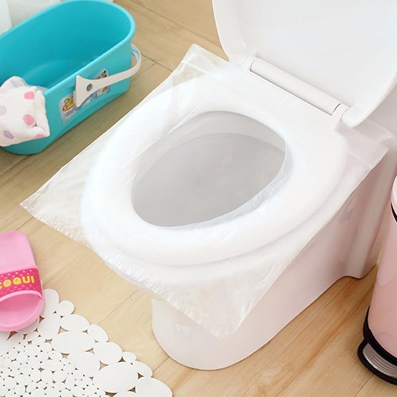 Disposable Toilet Seat Covers 50 Pack, Waterproof Plastic Travel Covers for Public Restrooms, Portable Single-Use Bathroom Seat Protectors, Transparent - image 7