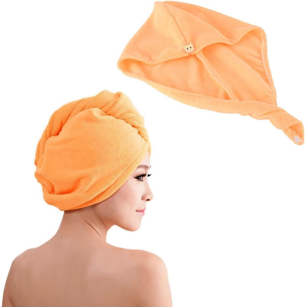 Microfiber Hair Towel Wrap, Quick-Dry Absorbent Turban for Wet, Curly, Long and Thick Hair, Soft Lightweight Shower Cap for Women (Orange) - image 1