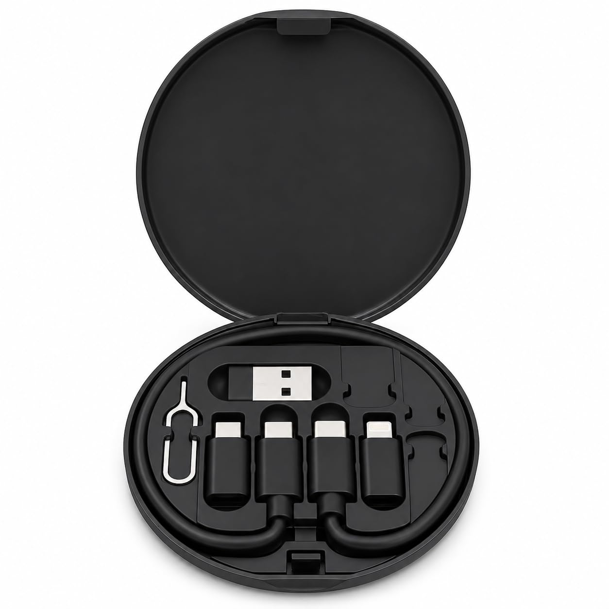 Multi Charging Cable Set, 60W Fast Charging Cable Organizer Box with USB-A, Type-C, Micro USB and Lightning-Compatible Adapters for Phone, Tablet, Laptop, Power Bank and Travel - image 1