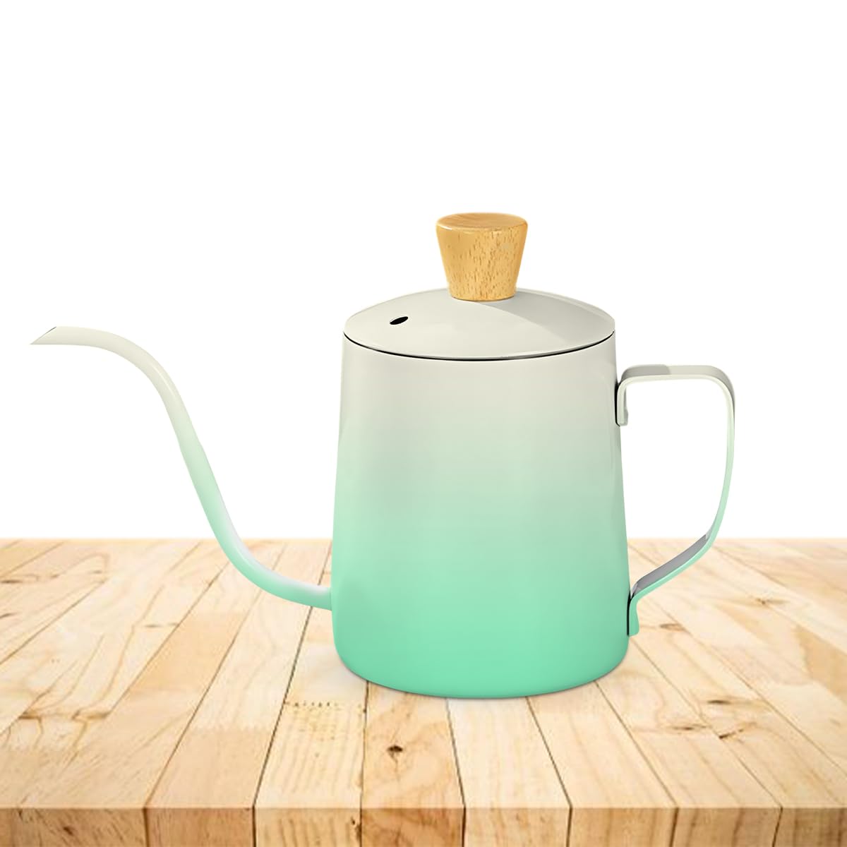 Tea Pot 350ml, Mini Stainless Steel Coffee Pot with Lid, Long Narrow Spout and Classic Handle for Tea, Coffee and Home Serving (Green) - image 1
