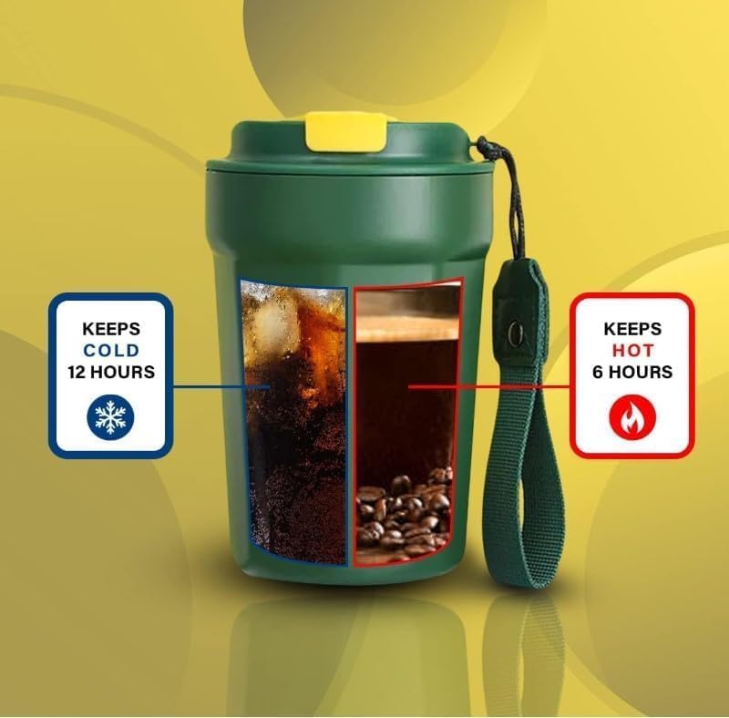 Travel Mug Thermal Coffee Cup Double Wall Stainless Steel Insulated Reusable Keeps Drinks Hot or Cold Leak-Resistant Lid Car Cup Holder Friendly For Outdoor Sports And Car Travel (Green) - image 3