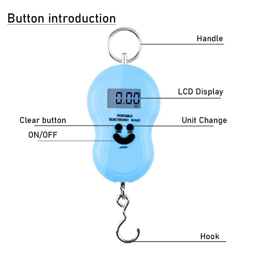 Digital Luggage Scale Portable Hanging Scale 50kg Backlit LCD Hook Weight Electronic Travel Home (Orange) - image 2