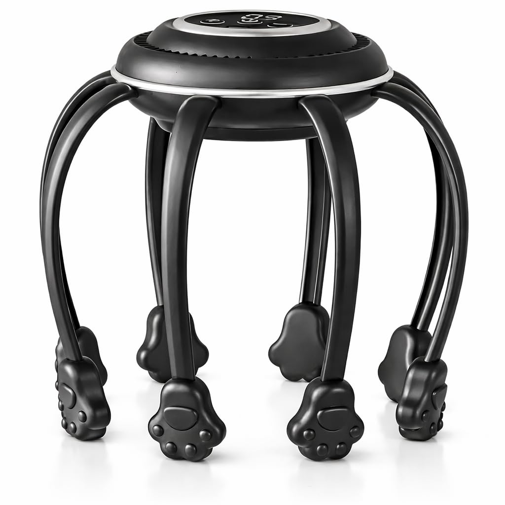 Head Massager, Electric Scalp Vibration Massage Device with Multiple Massage Heads, Quiet Low-Noise Design for Daily Relaxation at Home and Office (Black) - image 1