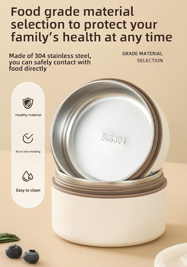 Lunch Box Set Stainless Steel Thermal Bento, 3 Pcs Stackable Leakproof Food Container with Insulated Bag for School, Work, Travel and Picnic, 200ml/200ml/400ml, HH-46 - image 3