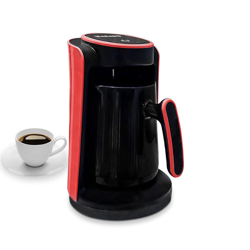 Turkish Coffee Maker, Electric Coffee Machine 600W – 4 Cup, 280ml Capacity with Anti-Overflow Sensor & Safety System – Ideal for Home, Travel & Office Use, MA-1688 (Red)