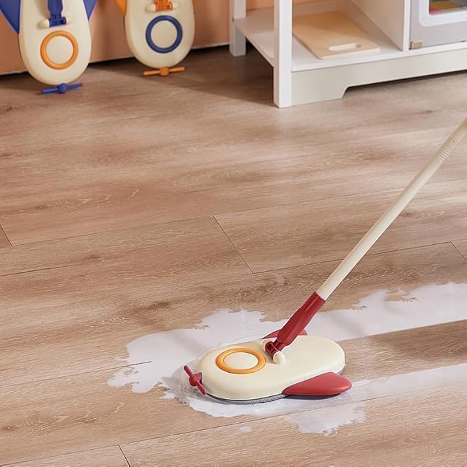 Floor Mop, Small Microfiber Cleaning Mop with Airplane Design, Soft Rubber Handle, Lightweight Household Tool for Dust, Crumbs and Everyday Floor Cleaning, Red - image 2