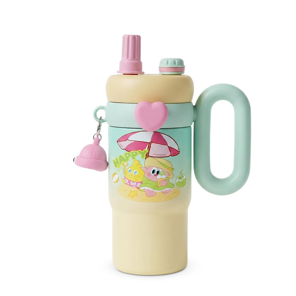 Vacuum Cup 850ml – Stainless Steel Double-Walled Travel Mug with Straw & Handle, Leak-Proof, BPA-Free, Perfect for Students, Double Drink method Water Bottle for Hot & Cold Drinks, F-1532 (Green) - image 1