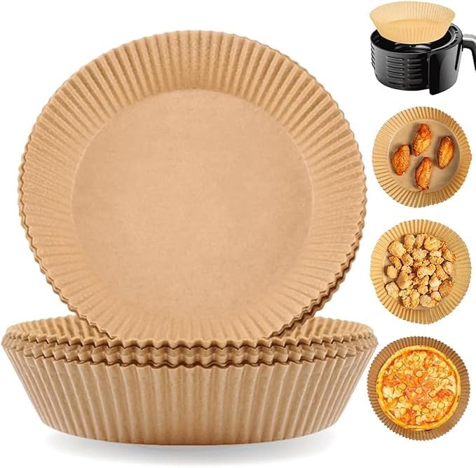Air Fryer Paper Liners 100 Pcs Disposable Non-Stick Round Liners Oil Proof Waterproof Baking Roasting Cooking Paper for Air Fryer Microwave Steamer Pan Accessories - image 1