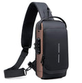 Crossbody Sling Backpack Anti-Theft with USB Charging Port and Password Lock, Waterproof Chest Shoulder Waist Bag for Men Women, Travel Gym (Black Brown) - image 1