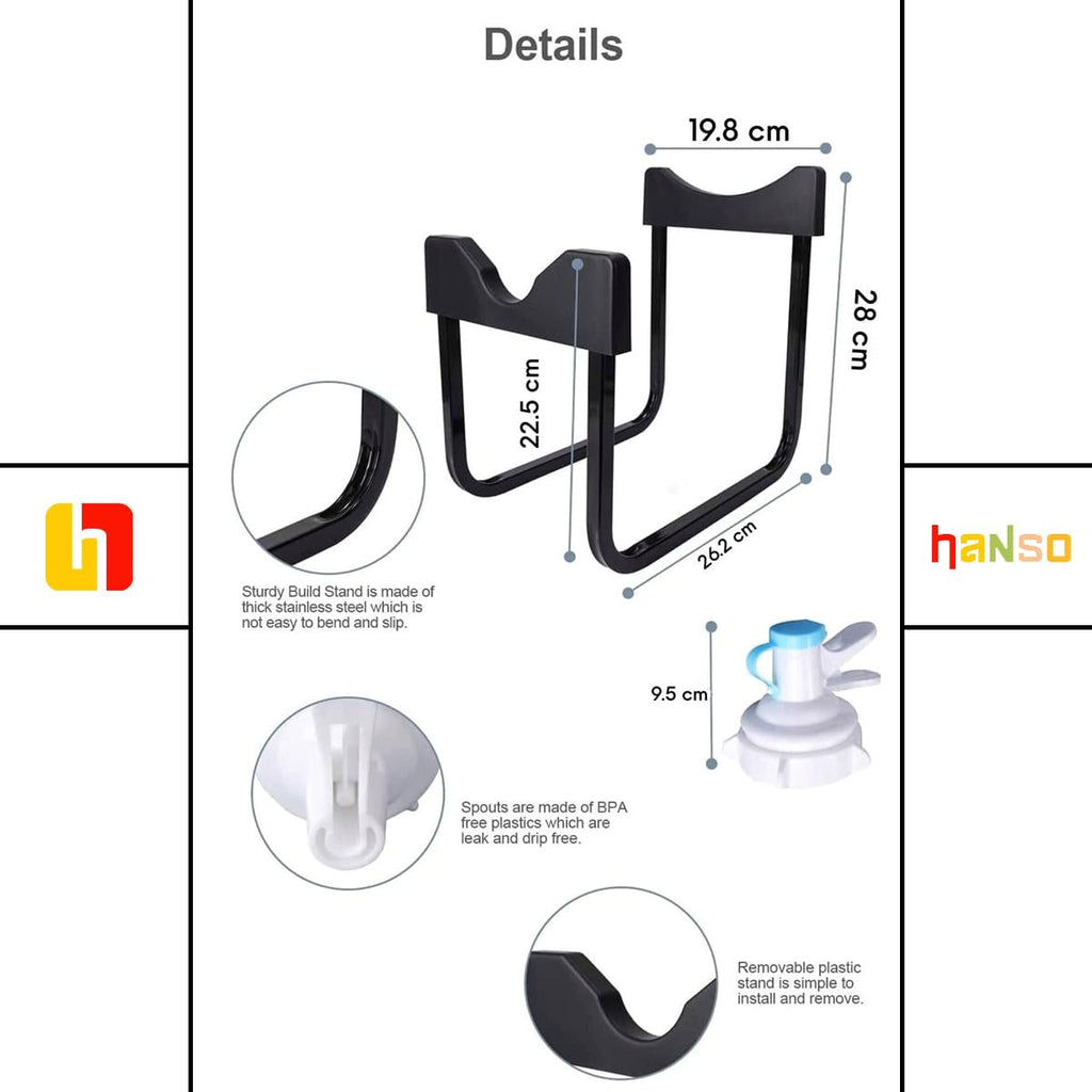Water Gallon Stand 19L with Faucet, Metal Bottle Holder and Tap Dispenser for Home, Kitchen, School, Office and Camping, Compact Black Design - image 5