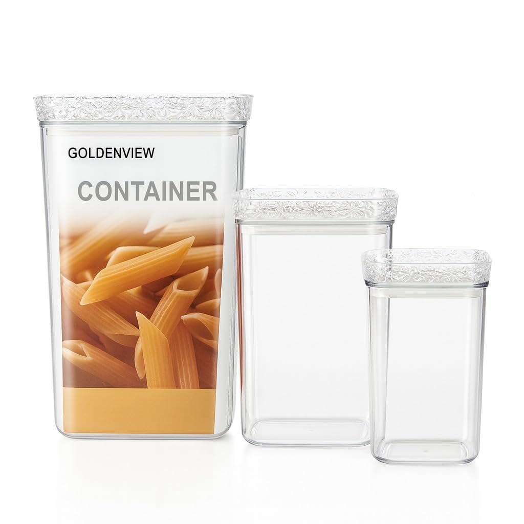 Food Storage Containers with Airtight Lids 2600 ml, 3 Pcs Clear Acrylic Canister Set, Pantry Organizer Jars for Cereal, Sugar, Coffee, Tea - image 1