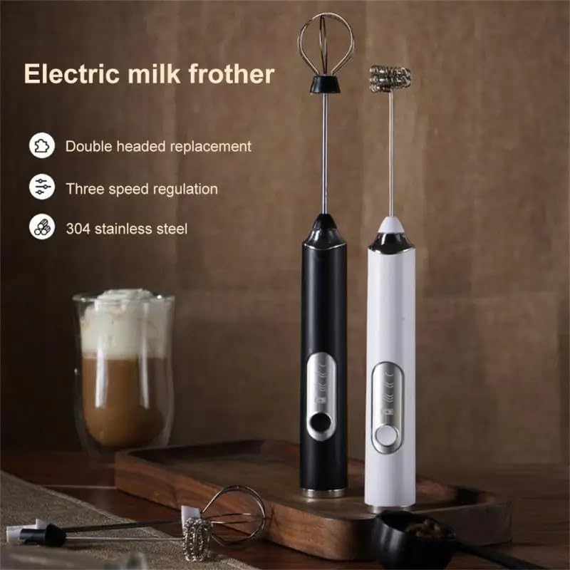 Milk Frother, USB Rechargeable Handheld Electric Whisk with Stainless Steel Mixer for Coffee, Latte, Cappuccino and Hot Chocolate, Portable Compact Design, White - image 3