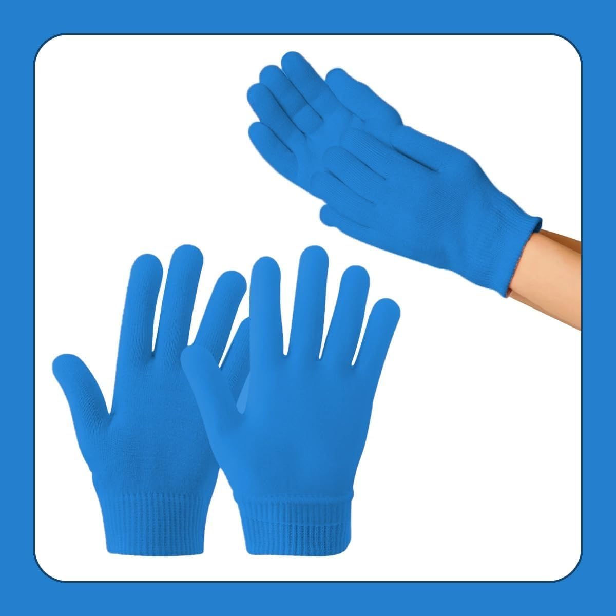 Moisturizing Gel Gloves for Dry Hands, Spa Hand Care with Jojoba Oil, Olive Oil, Vitamin E and Plant Essential Oils, 20-Minute Softening Treatment, Blue - image 7