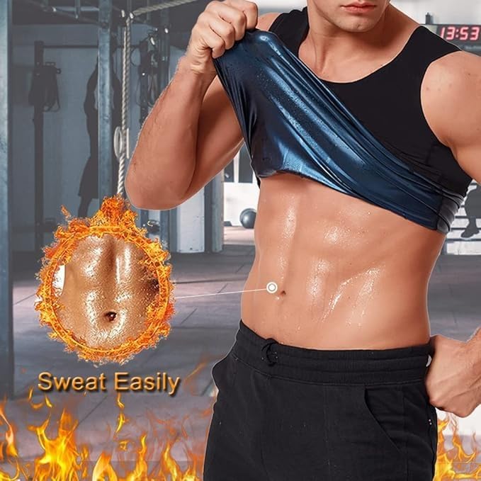 Sauna Shirt for Men, Sweat Workout Body Shaper, Lightweight Quick-Dry Training Top for Gym, Fitness, Running and Bodybuilding, Black, 2XL/3XL - image 2