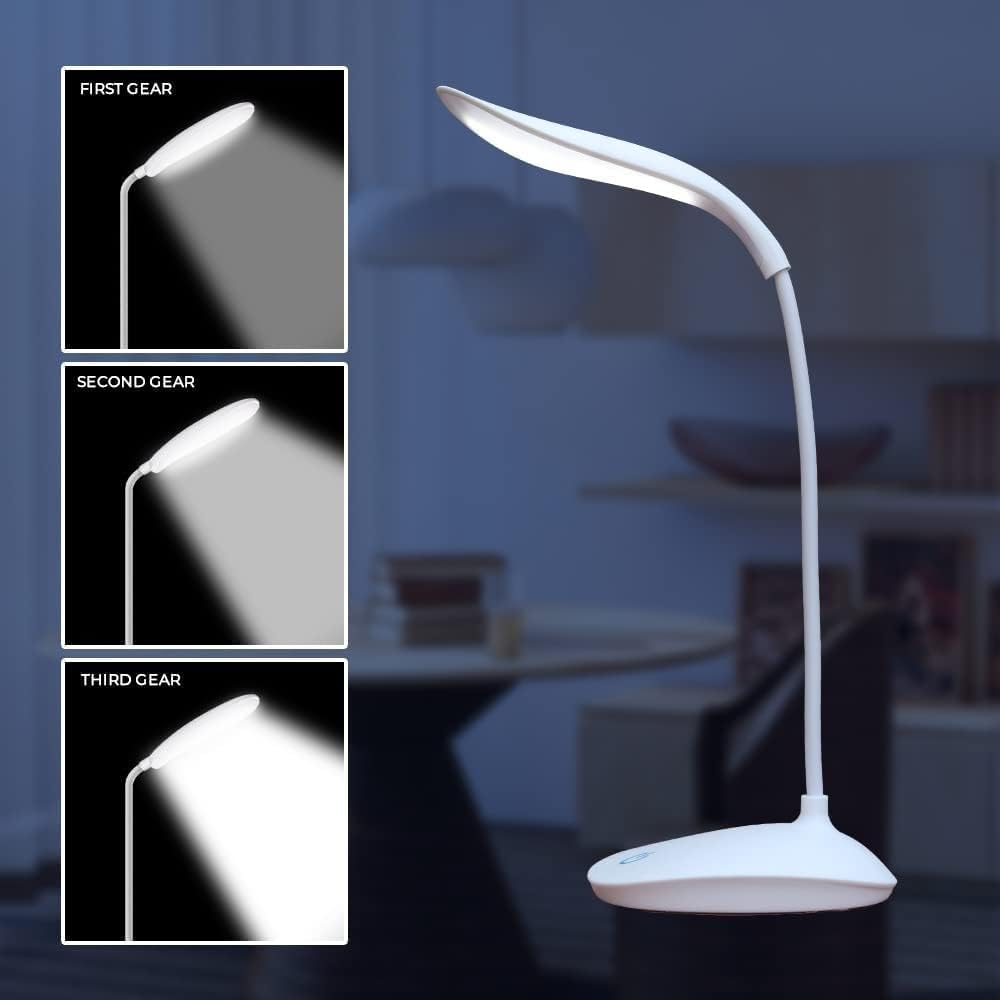 Desk Lamp LED Foldable with Touch Control, USB Rechargeable Table Light, 3 Brightness Levels, Adjustable Portable Study and Reading Lamp for Home, Office and Bedside, EL-203, Blue - image 4