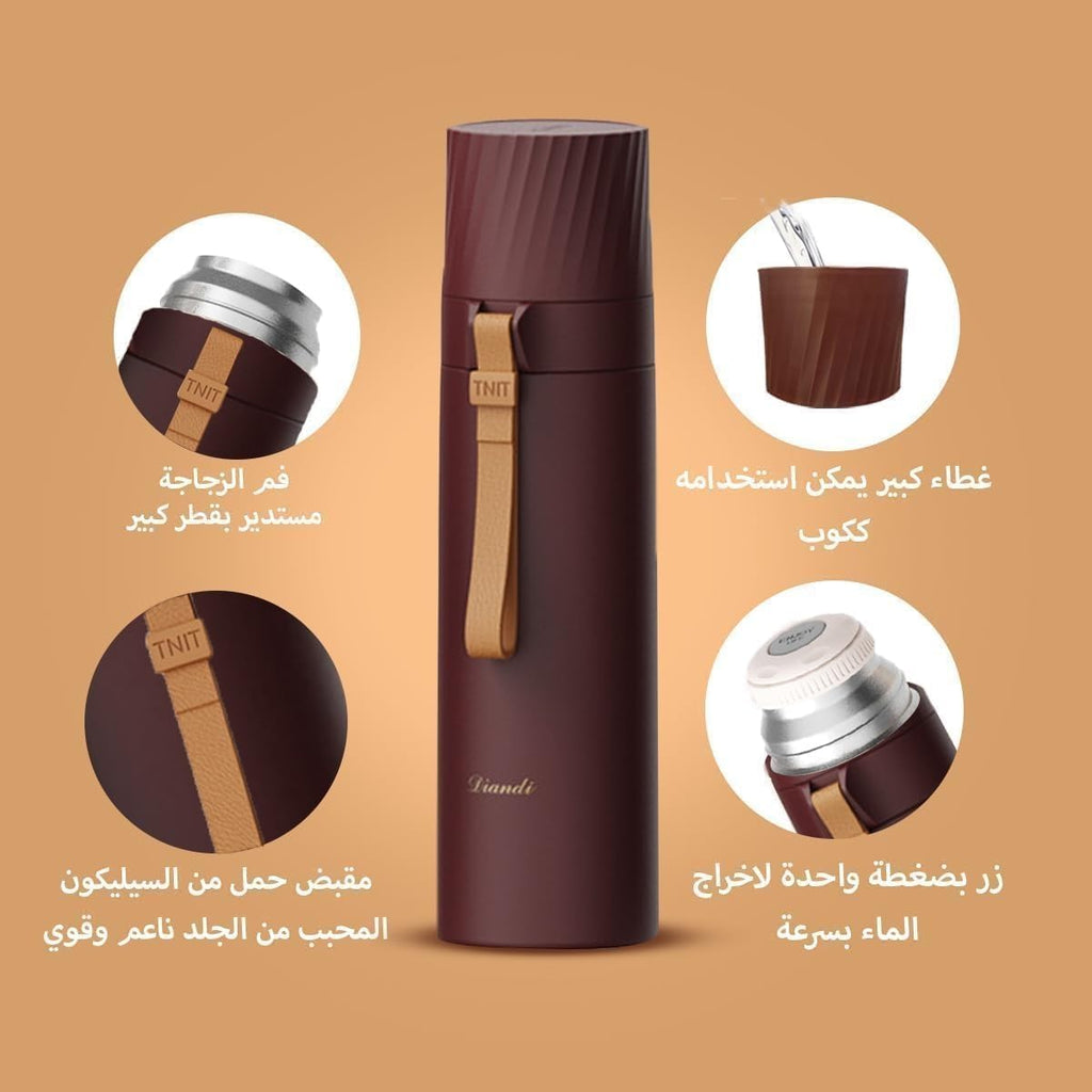 Water Bottle 500 ml, Vacuum Insulated Stainless Steel Thermal Flask with Double-Wall Leakproof BPA-Free Design for Hot and Cold Drinks, Travel, Office, Gym and Outdoor Use (Brown) - image 4