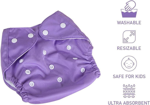 Baby Cloth Diaper Reusable Cotton Pocket Nappy Adjustable Washable Waterproof Breathable Soft Insert Friendly For Newborn Infant Toddler 0-3 Years (Purple) - image 2