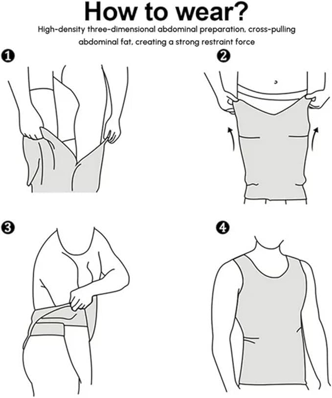 Slim Shirt For Men, Compression Undershirt Body Shaper, Tummy Control Vest, Lightweight Breathable, Seamless Invisible Under Clothes, Workout & Daily Wear (1, White, S) - image 7